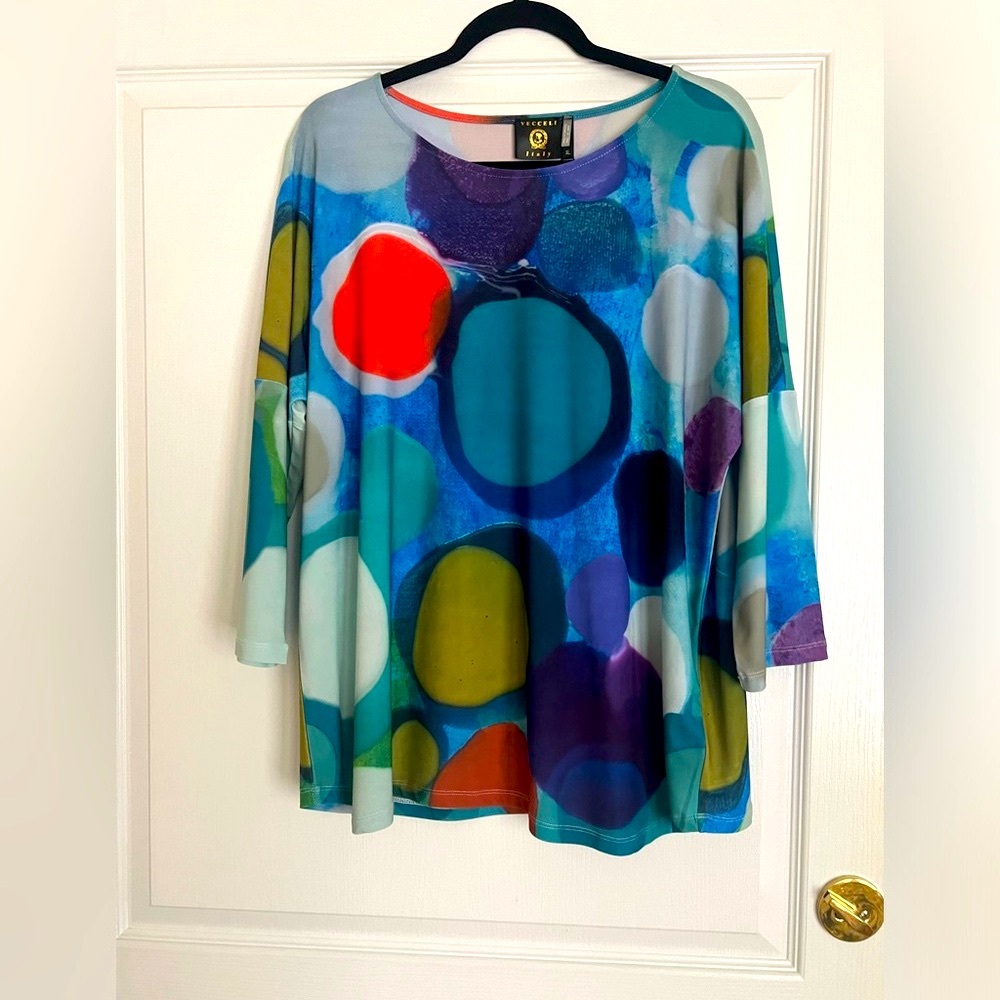 Vecceli Italy beautiful multicolour top, long sleeves size XL